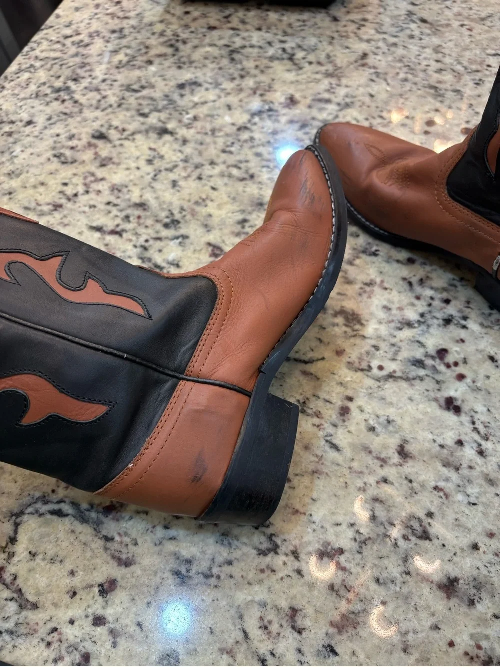 Dan Post Black and Brown Two-Tone Western Cowboy Boots